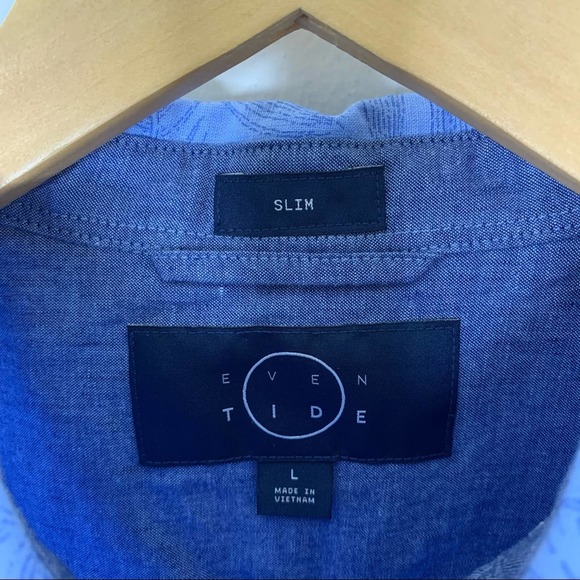 EVEN TIDE Blue Kai Short Sleeve Linen Button Up Shirt Men’s Large NEW - Picture 8 of 9